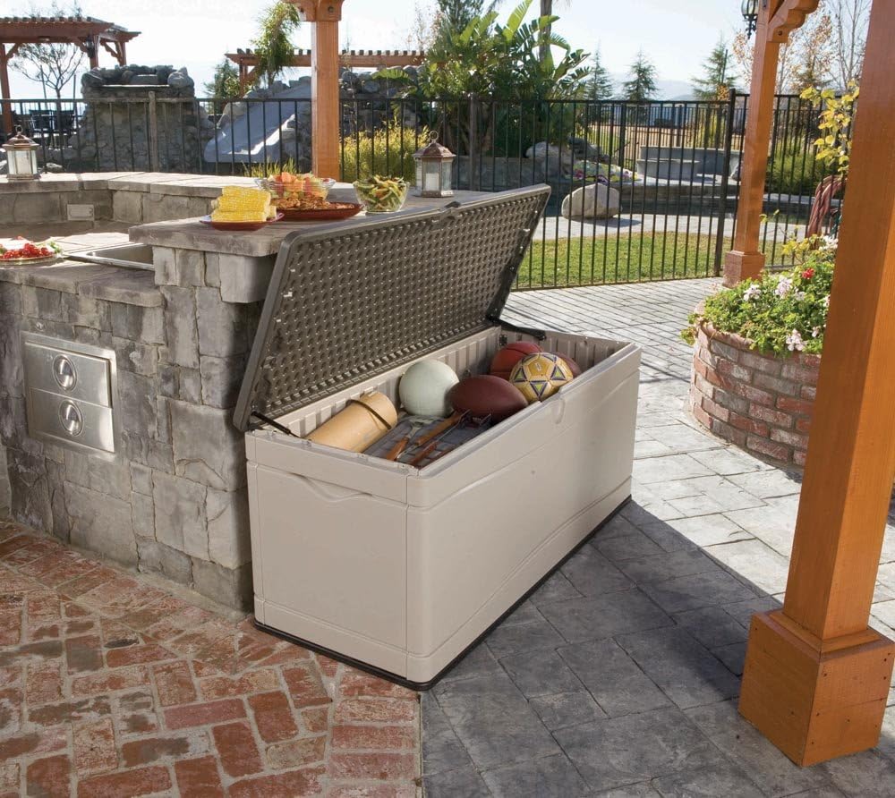 LIFETIME 60012 Extra Large Deck Box  130 Gallon  Desert Sand/Brown