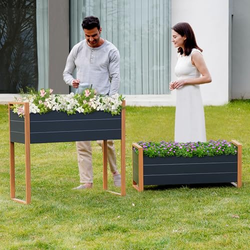 Grand patio Fioriera rialzata per giardino, aiuola rialzata in metallo, resistente alle intemperie, facile da montare, fioriera rialzata con fori di drenaggio per verdure, fiori, frutta (100 x 38 x 91 : Amazon.it: Giardino e giardinaggio