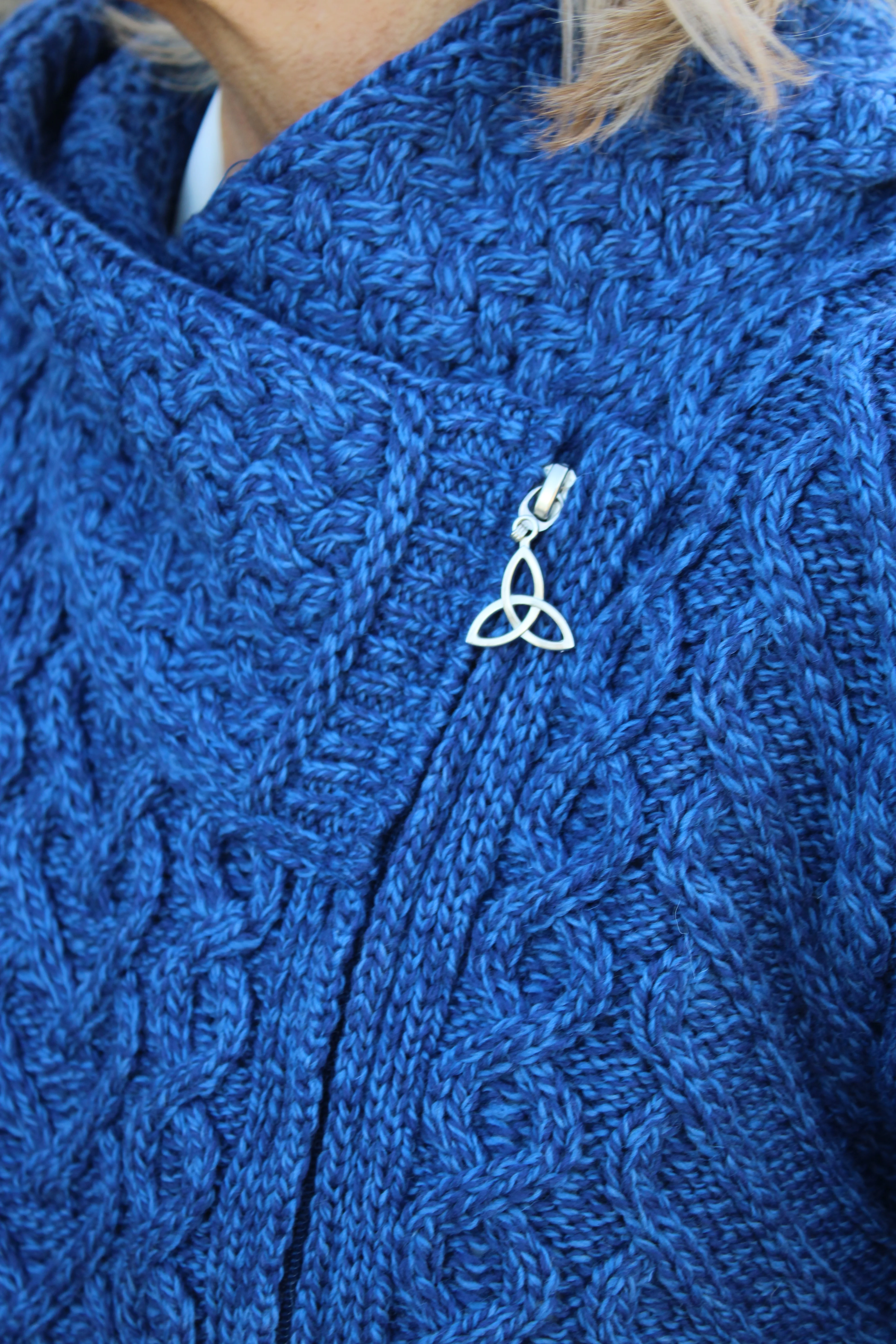 Hooded Side Zip Cardigan, Blue Marl