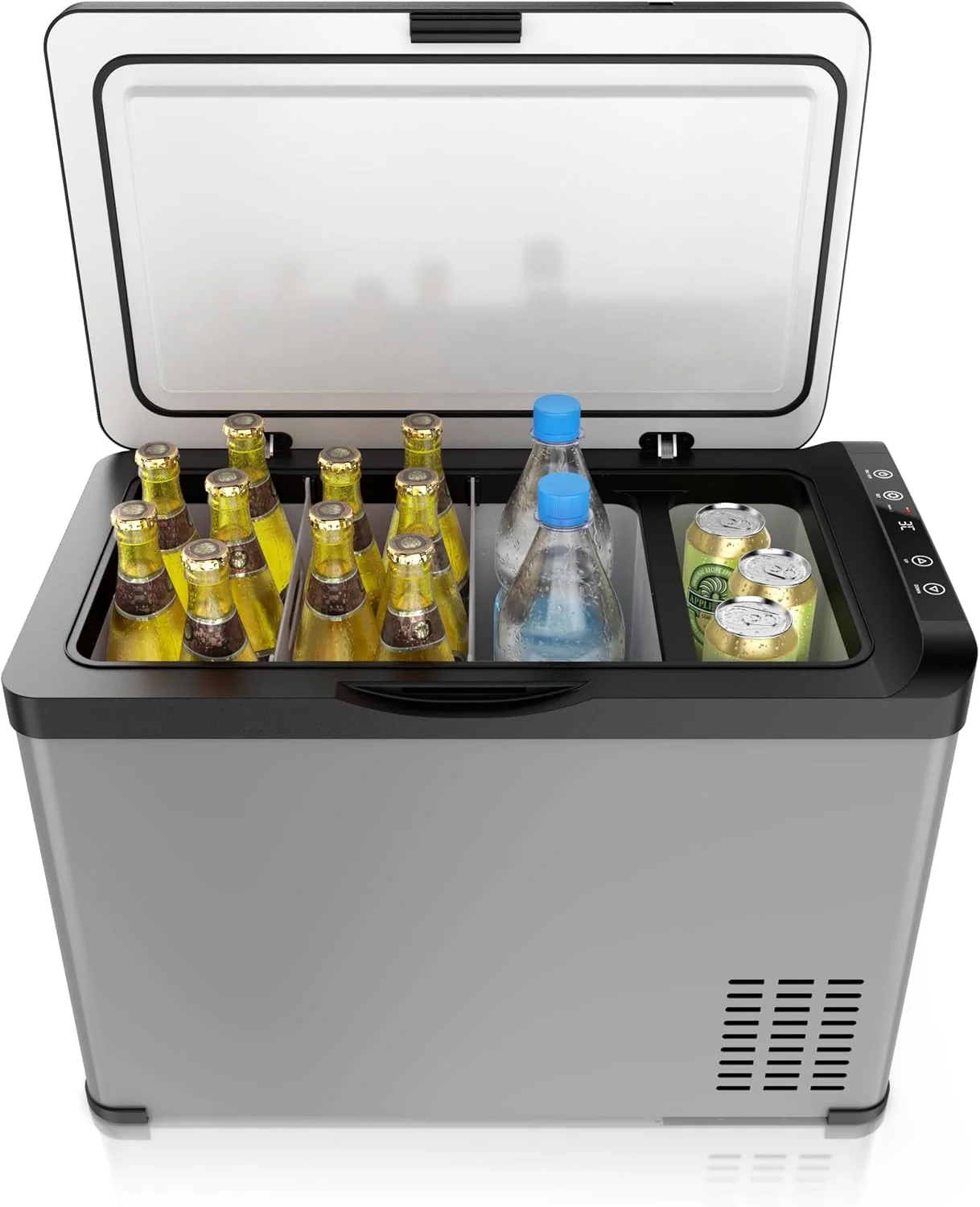 Brandson Kühlschrank, 30 Liter, 30 L, 12 V, 24 V, Grau/Schwarz, ECO Kompressor Kühlbox XXL elektrisch - Getränke