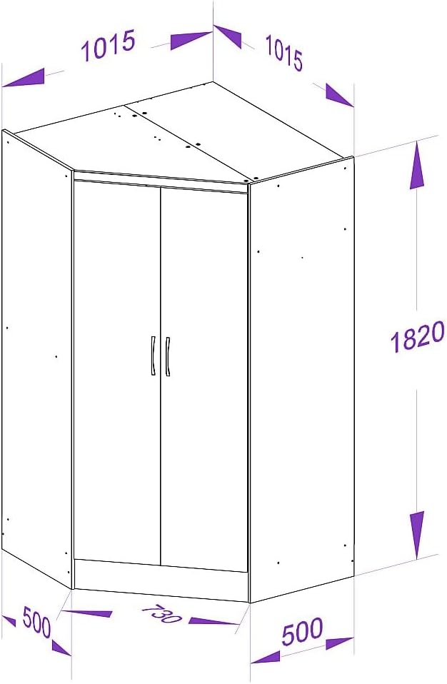 Vente-unique -Corner Wardrobe 2 Doors L101 cm le - Aurali