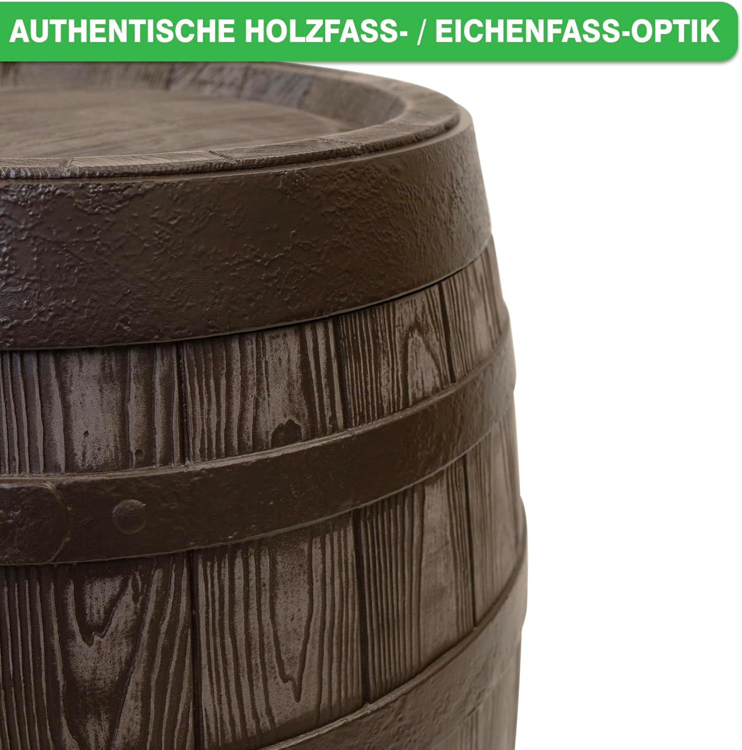YourCasa Regentonne 250 Liter [Barrel] mit windsicherem Deckel - Regenfass Frostsicher aus Kunststoff in Holzoptik - Regenwassertonne - Regenwassertank Garten - Holz Weinfass Wasserfass Holzfass
