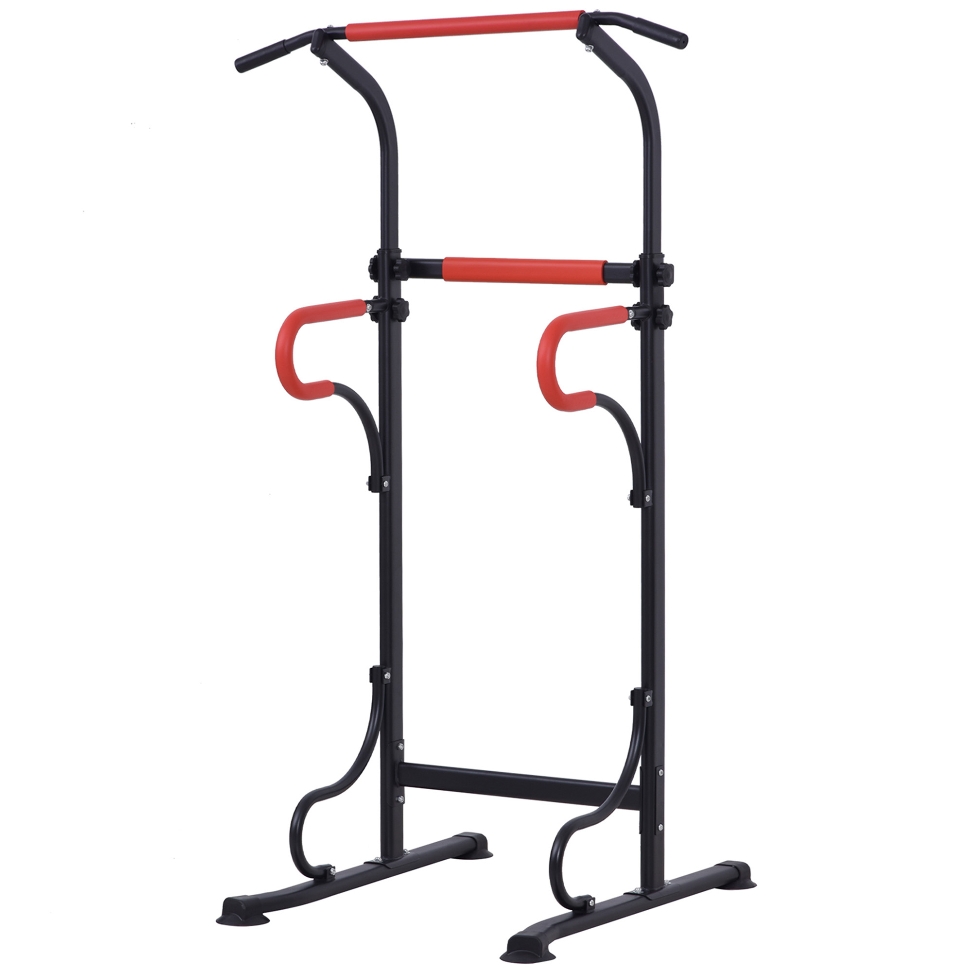 HOMCOM Fitnessstation mit Multifunktionen Klimmzugstange Römischer Stuhl verstellbare Höhe Stahl Schwarz Rot