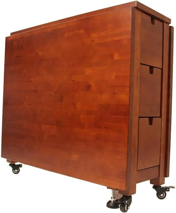 Tavolo da pranzo pieghevole in legno massello con ruote, set da cucina con 1 tavolo e 8 sedie, ideale per riunioni di famiglia e piccoli spazi, design salvaspazio
