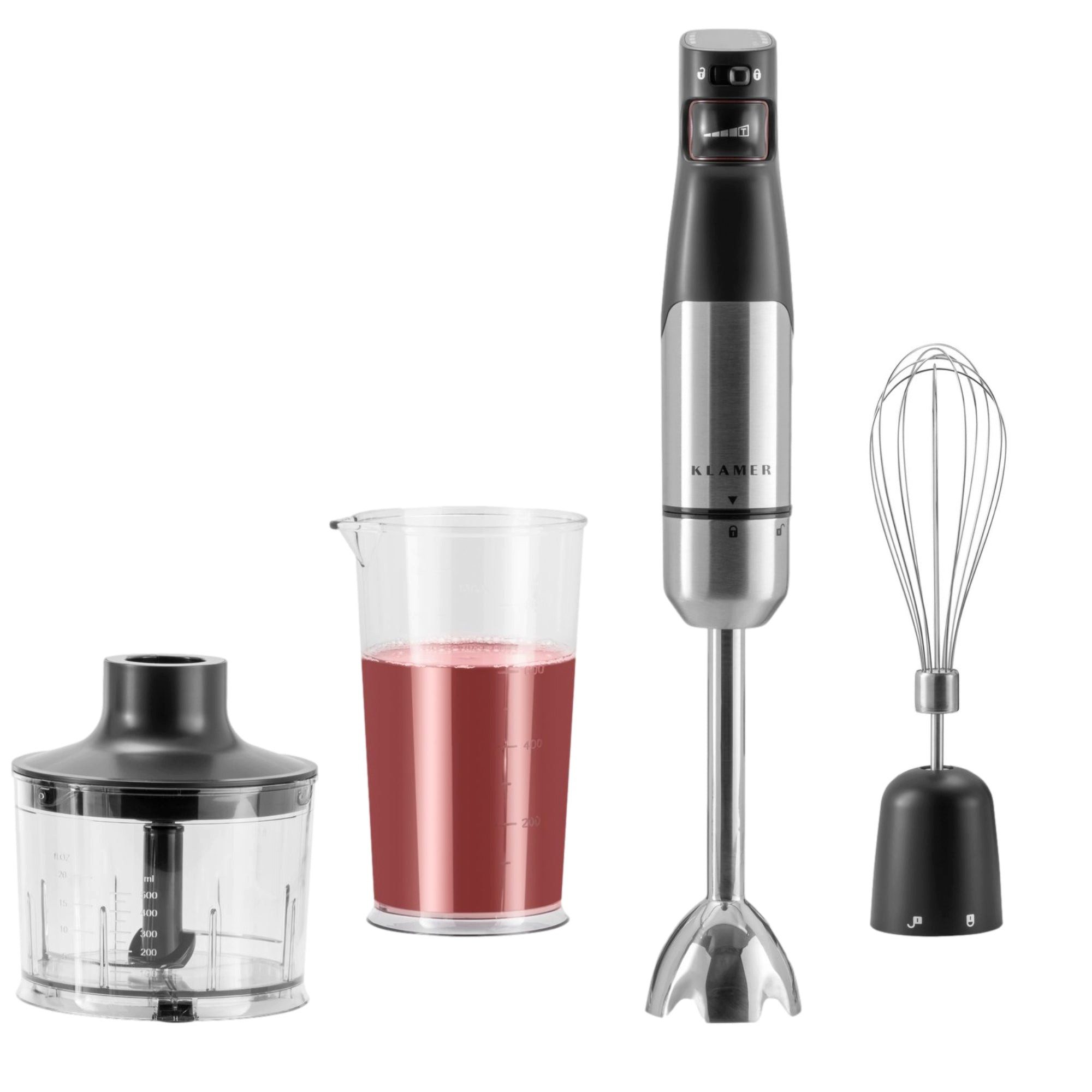 Stabmixer Set 1000 Watt, 4 in 1 Pürierstab Edelstahl mit SmartSpeed per Fingerd…