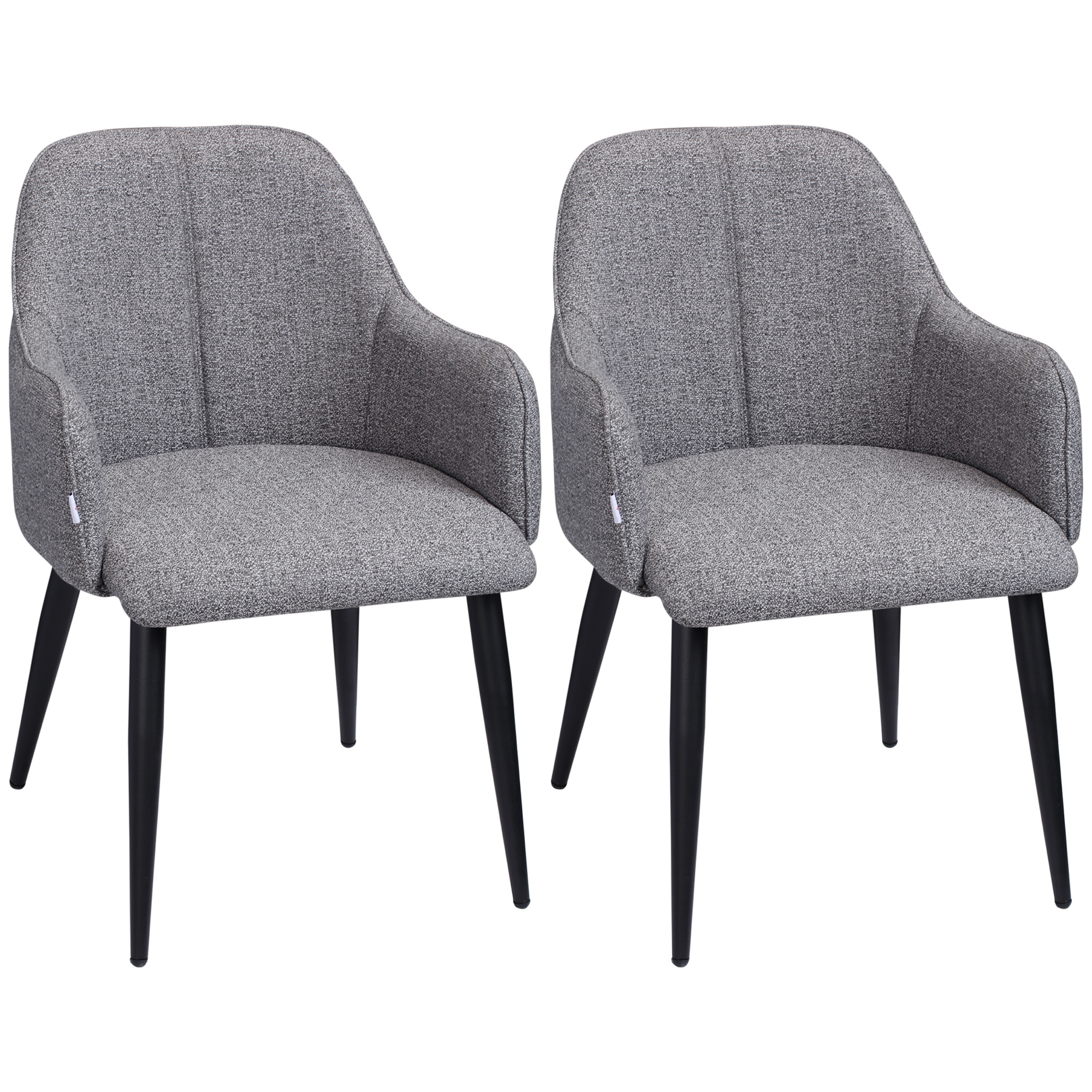 HOMCOM Set mit 2 Stühlen für Esszimmer aus Stoff und Stahlgestell - einladender Sitz 55 x 58 x 79 cm dunkelgrau