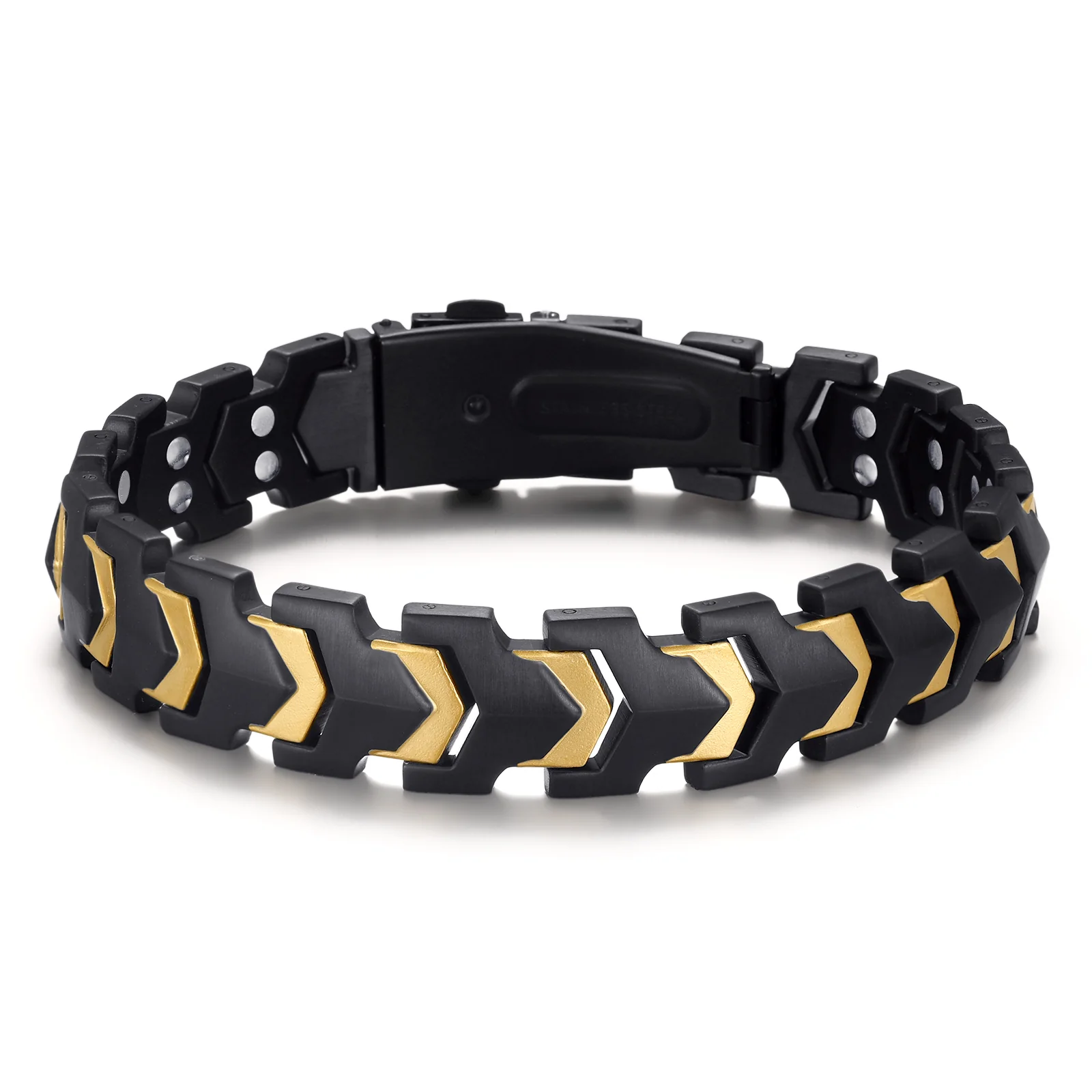 RainSo Men's Strength 3800 Gauss Magnetic Bracelet (Black Gold)