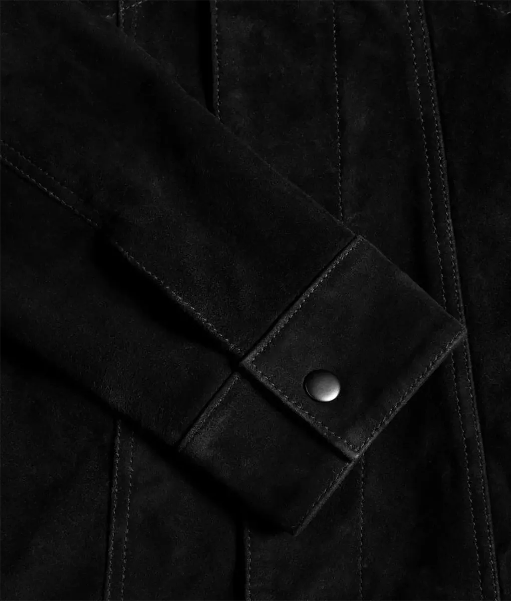 Tomas Black Suede Trucker Jacket