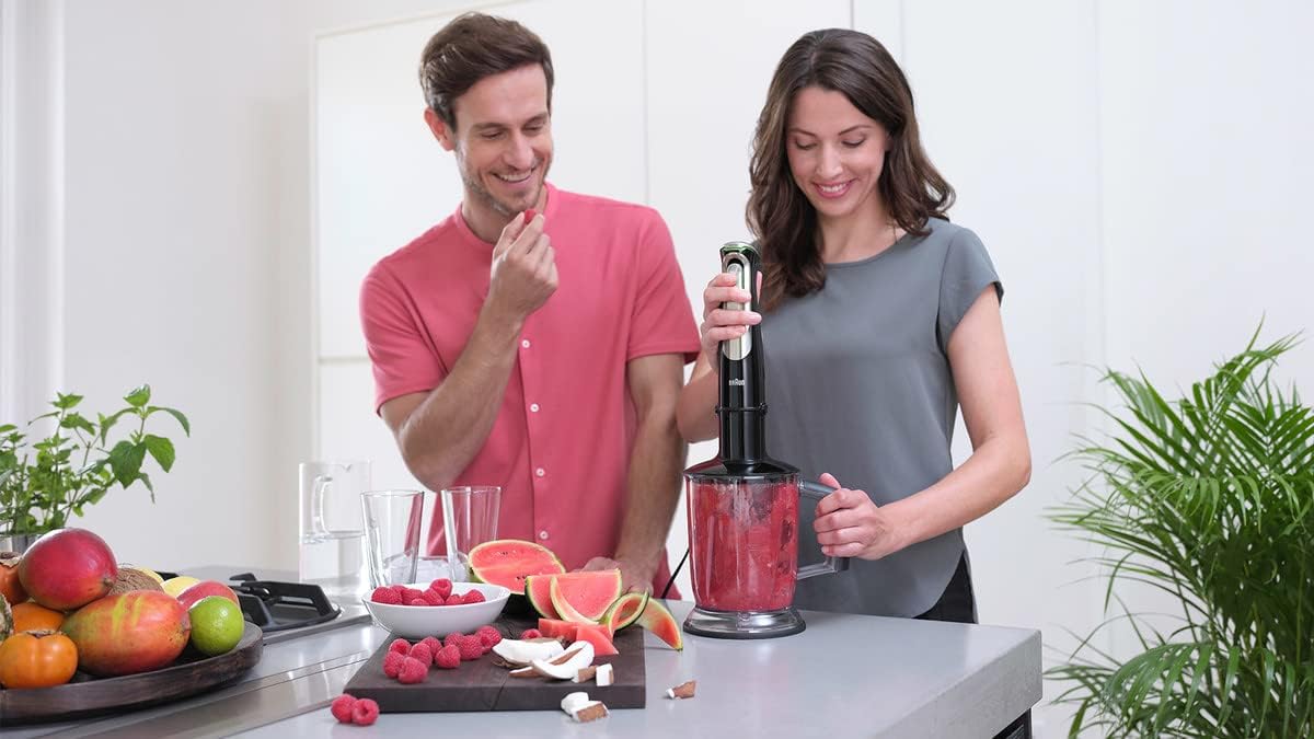 Braun MultiQuick 9 MQ 9187XLI staafmixer �C Staafmixer met Active PowerDrive technologie en 5 accessoires voor hakken, pureren, kloppen en crushen van ijs, 1200 watt, zwart/roestvrij staal
