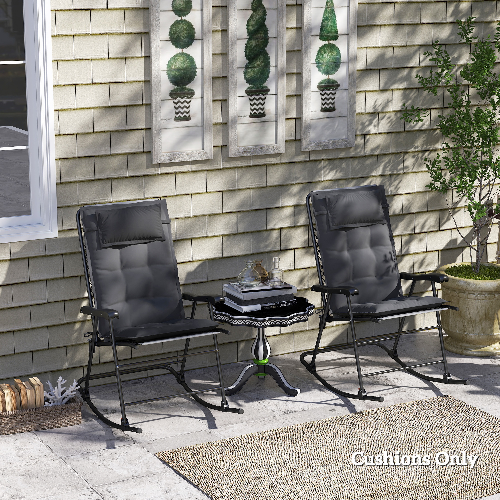 Outsunny 2er Set Auflage für Sonnenliege Wasserabweisend Liegenauflage für Gartenliege Polsterauflage 50x116x5 cm, Dunkelgrau
