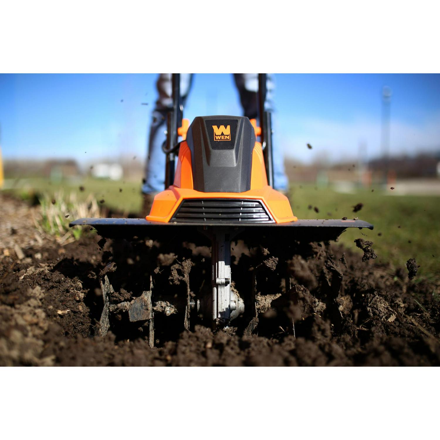 WEN TC1318 13.5 Amp Electric Tiller Cultivator, 18 Inch, 6 Steel Tines, Adjustable Wheels