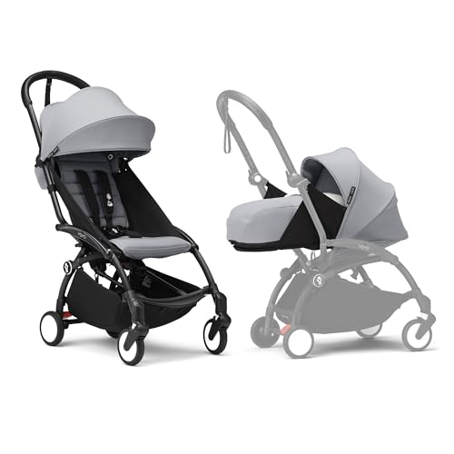 Stokke YOYO Black Frame with YOYO 6  Color Pack (Stone) and Newborn Pack (Stone) : Prima infanzia