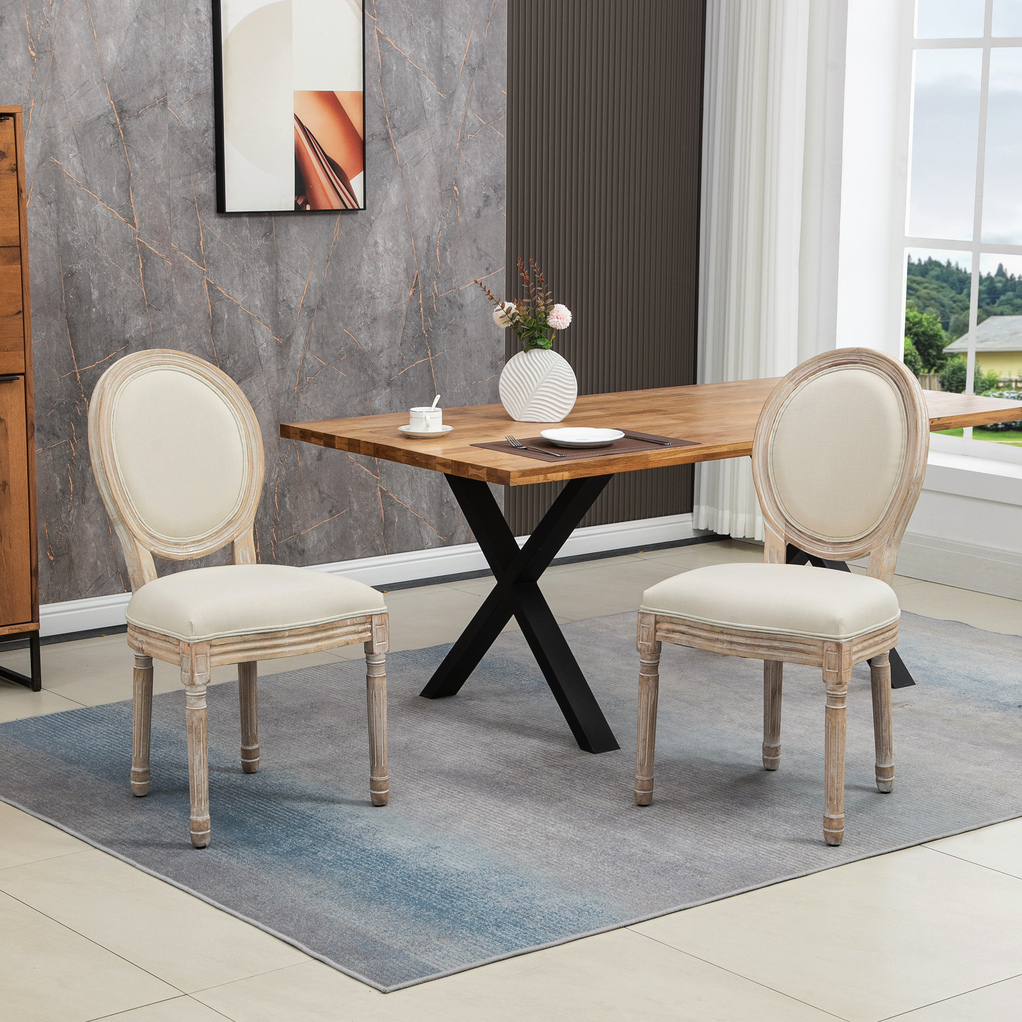 set van 2 eetkamerstoelen 49 cm x 56 cm x 96 cm