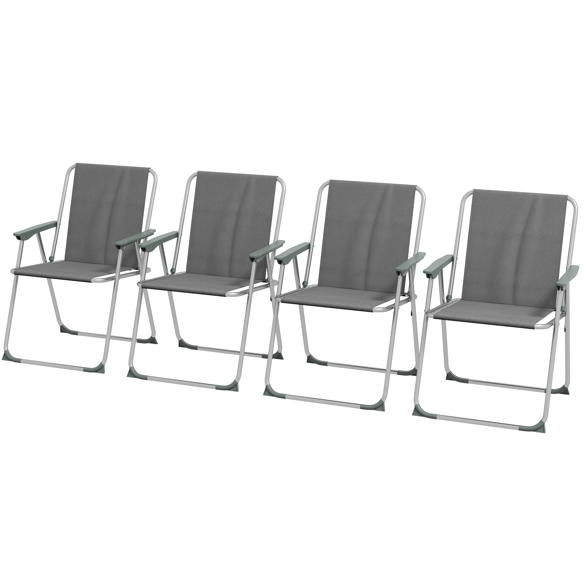 Outsunny Gartenstuhl Klappstuhl Campingstuhl, 53 cm x 54 cm x 76 cm, Glau + Silber
