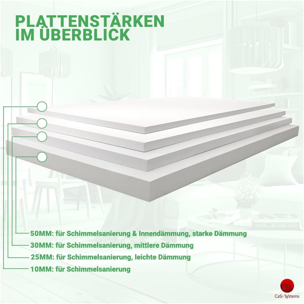 Klimaplatte 10mm Calciumsilikat Dämmplatte, anti Schimmel, für innen, Keller, Feuchtraum, Energiesparend & Dämmend, Set für 51,8 m²