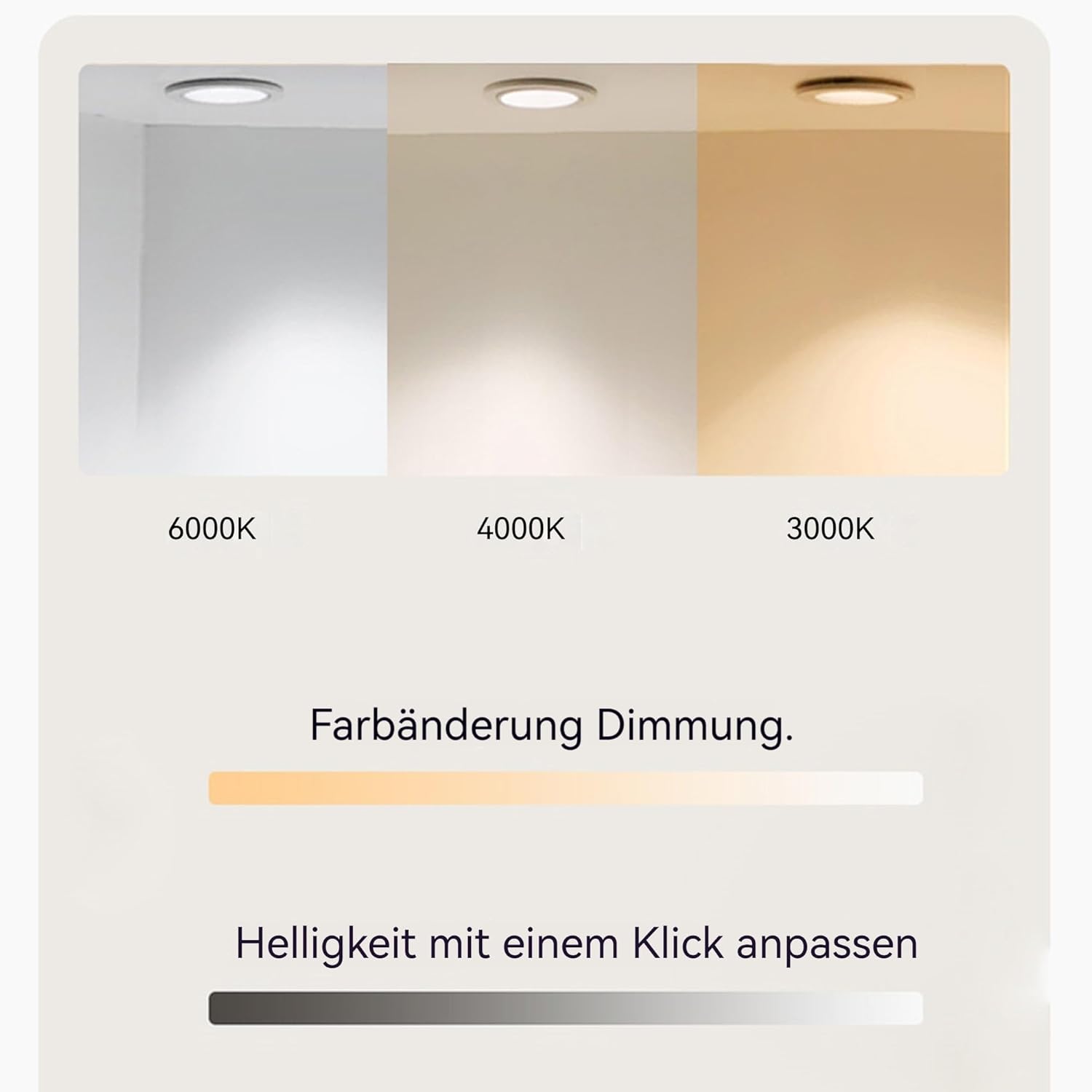 Tidyard 70 cm LED Rundspiegel, 3-farbige dimmbare Beleuchtung, Anti-Beschlag-Funktion, für Bad und Schlafzimmer