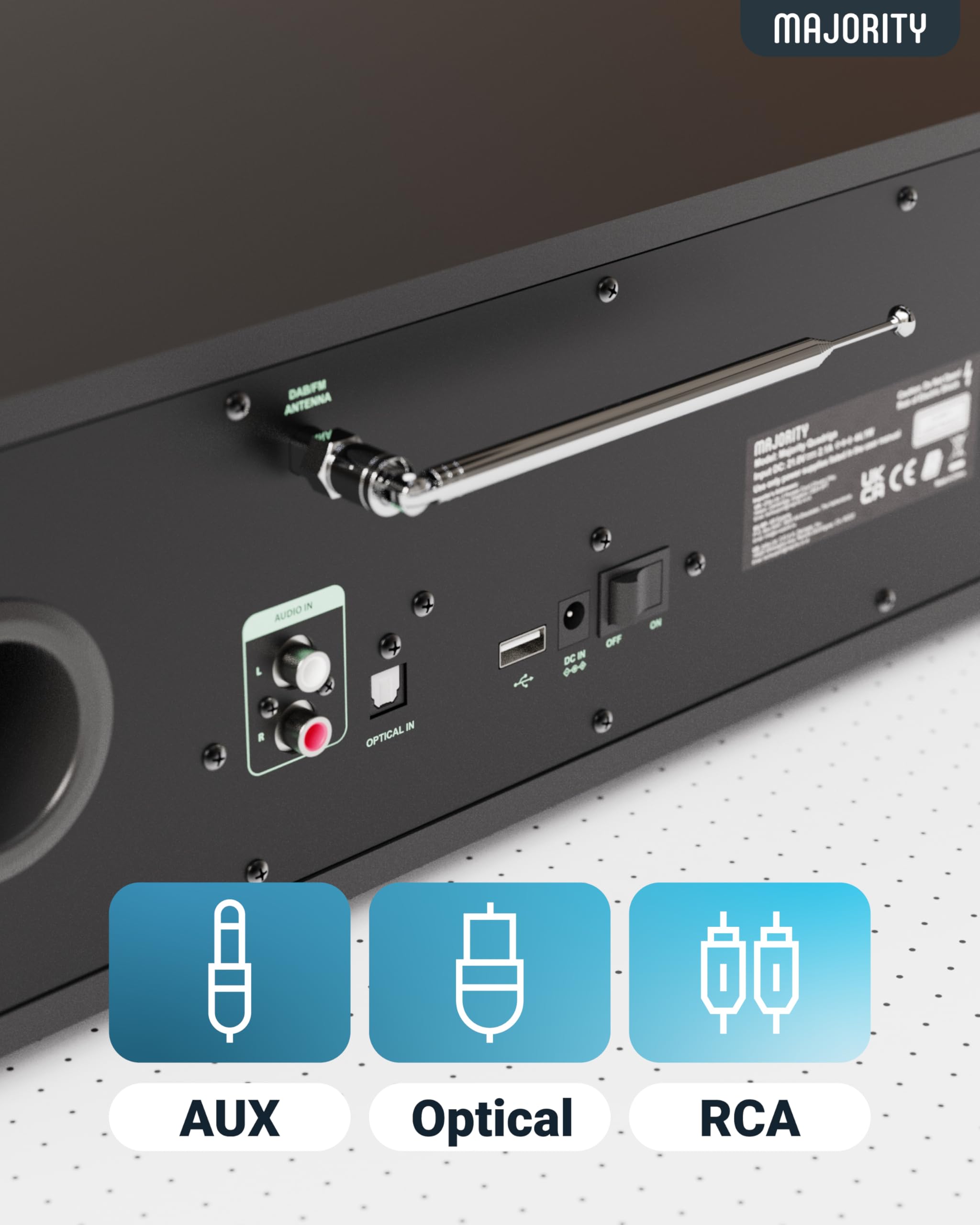 Internetradio-Stereoanlage Quadriga 120 W 2.1 DAB+ UKW WLAN Bluetooth CD-Player Spotify Connect Subwoofer mit Fernbedienung
