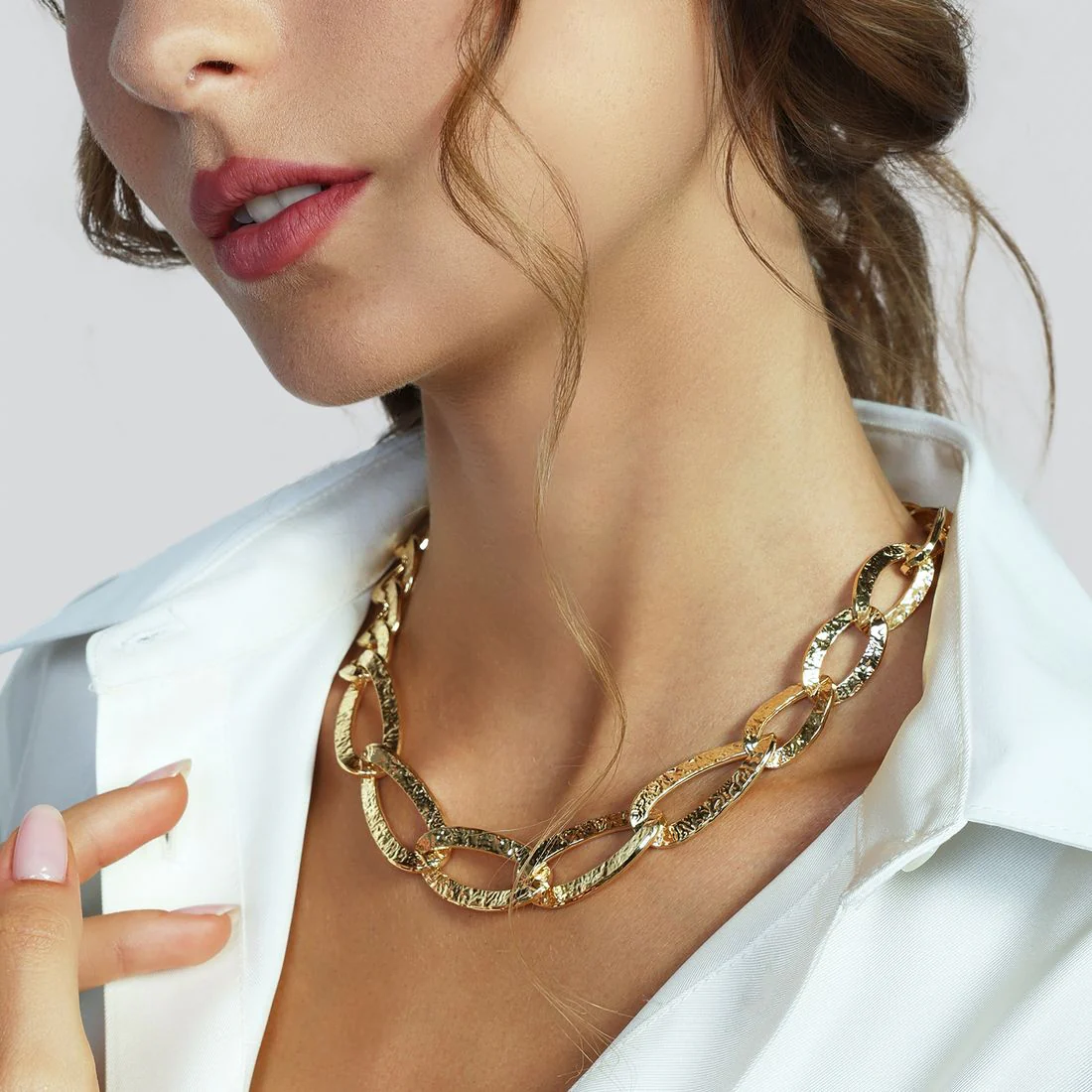 Collana Unoaerre in argento catena dorata maxi 6650