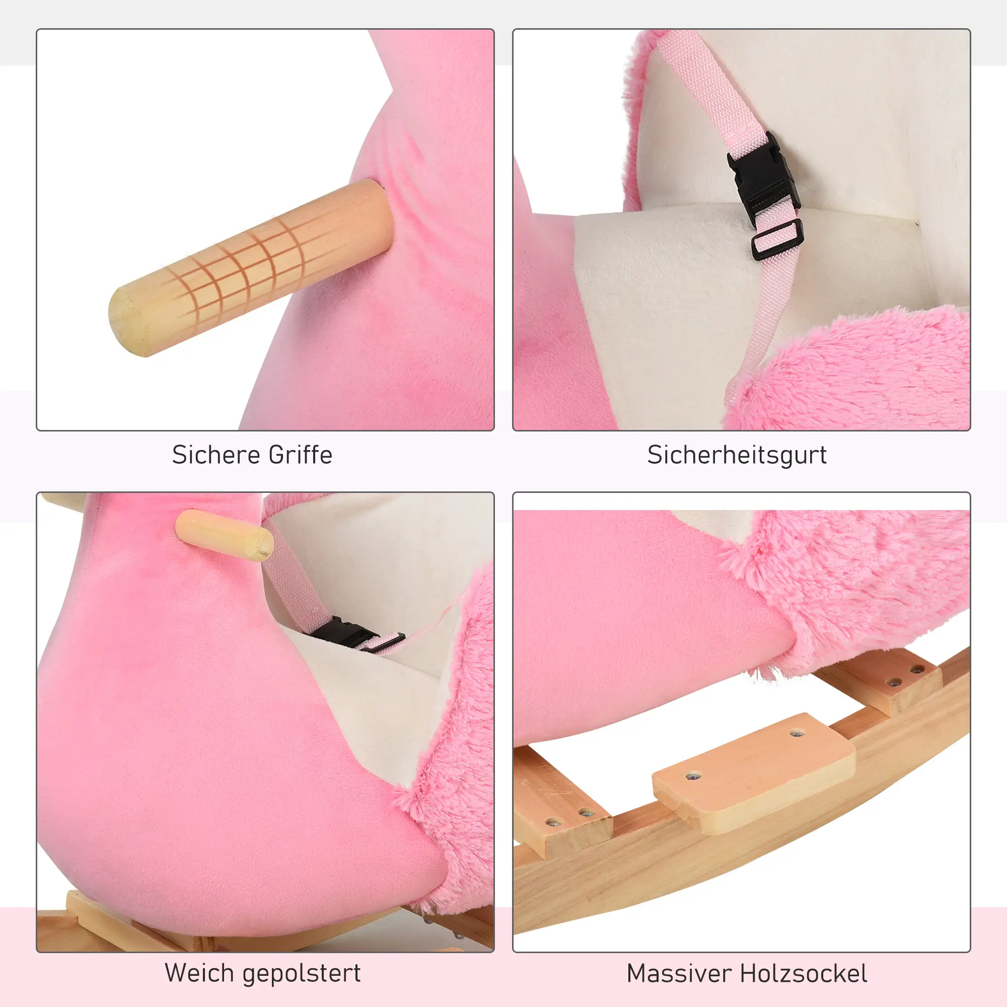 HOMCOM Schaukeltier Flamingo mit Sicherheitsgurt rosa
