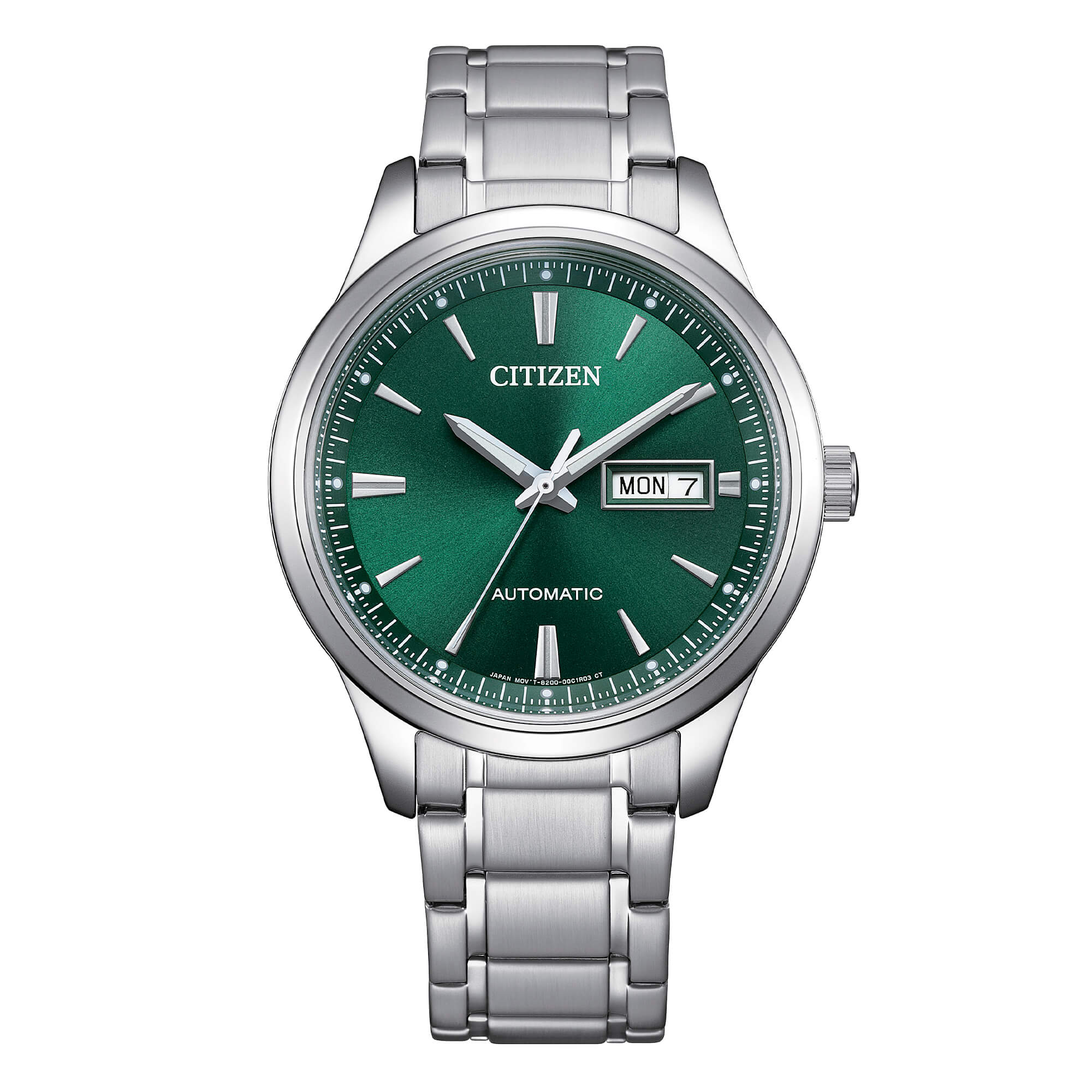 Orologio Citizen Day Date in acciaio con quadrante verde sunray NY4058-79X