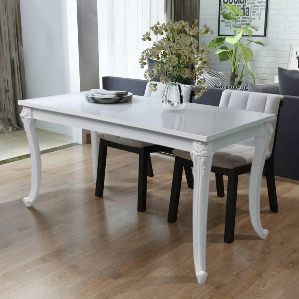 vidaXL Tavolo da Pranzo Rettangolare Bianco Lucido Tavola Cucina Soggiorno