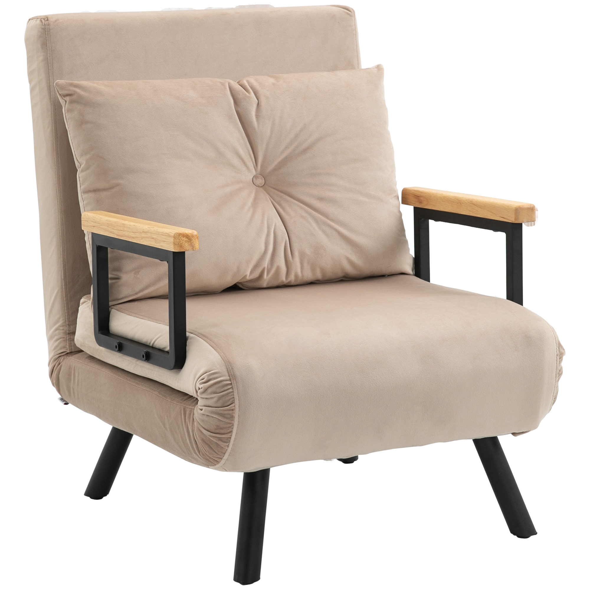 HOMCOM Relaxsessel im Skandidesign, Liegesessel, Lesesessel. ink. Kissen mit Knopfhefung, Schwarz + Natur