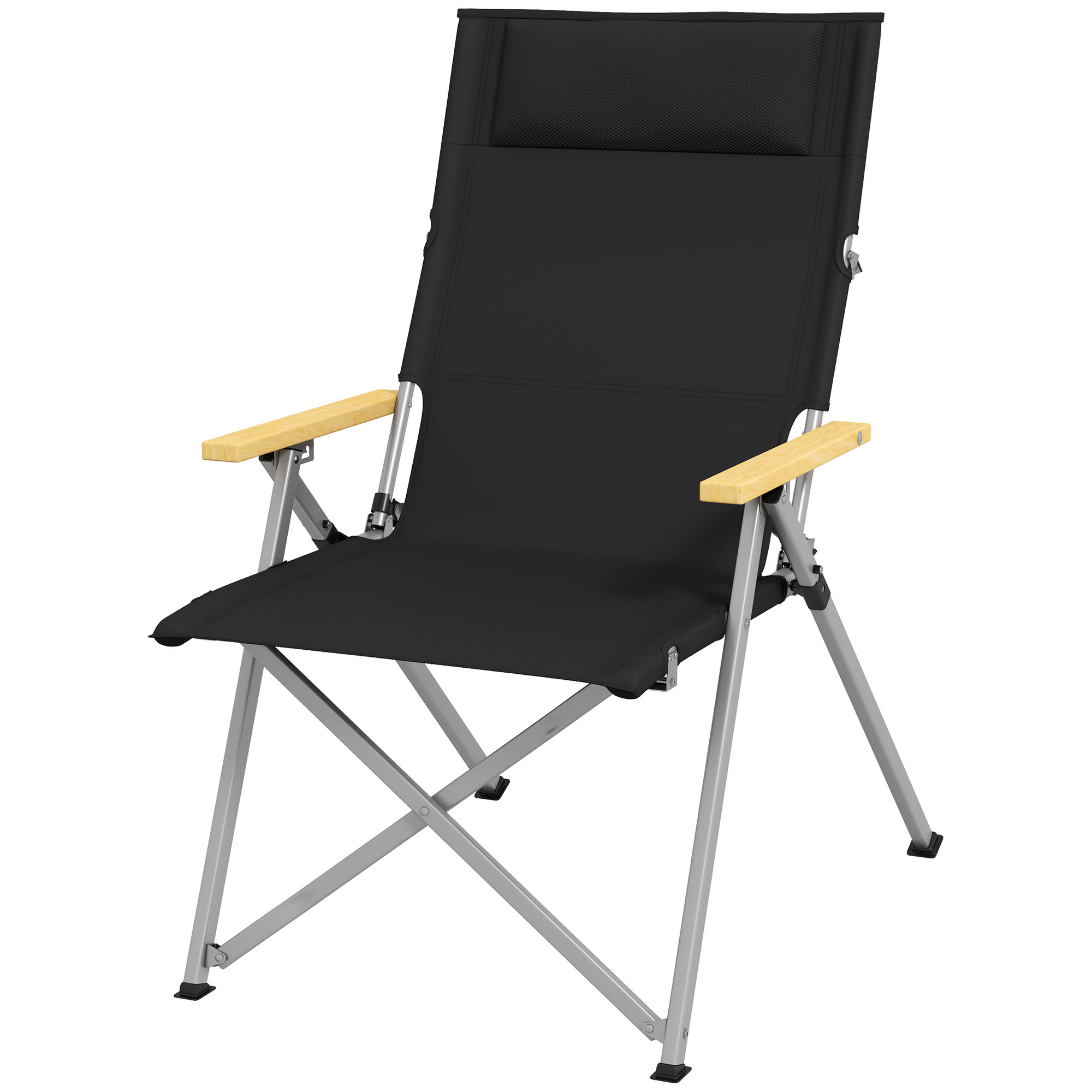 Outsunny Campingstuhl Klappstuhl Outdoorstuhl, wetterbeständig, inkl. Transporttasche, 74 x 59,5  x 98 cm, Schwarz