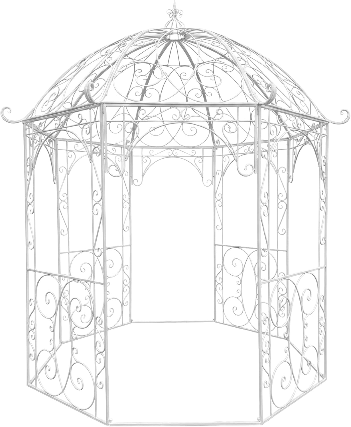 CLP Rosenpavillon aus Eisen Leila, Gartenpavillon im Jugendstil nostalgisch, Rankhilfe pulverbeschichtet für Kletterpflanzen und Rosen, Farbe:antik weiß