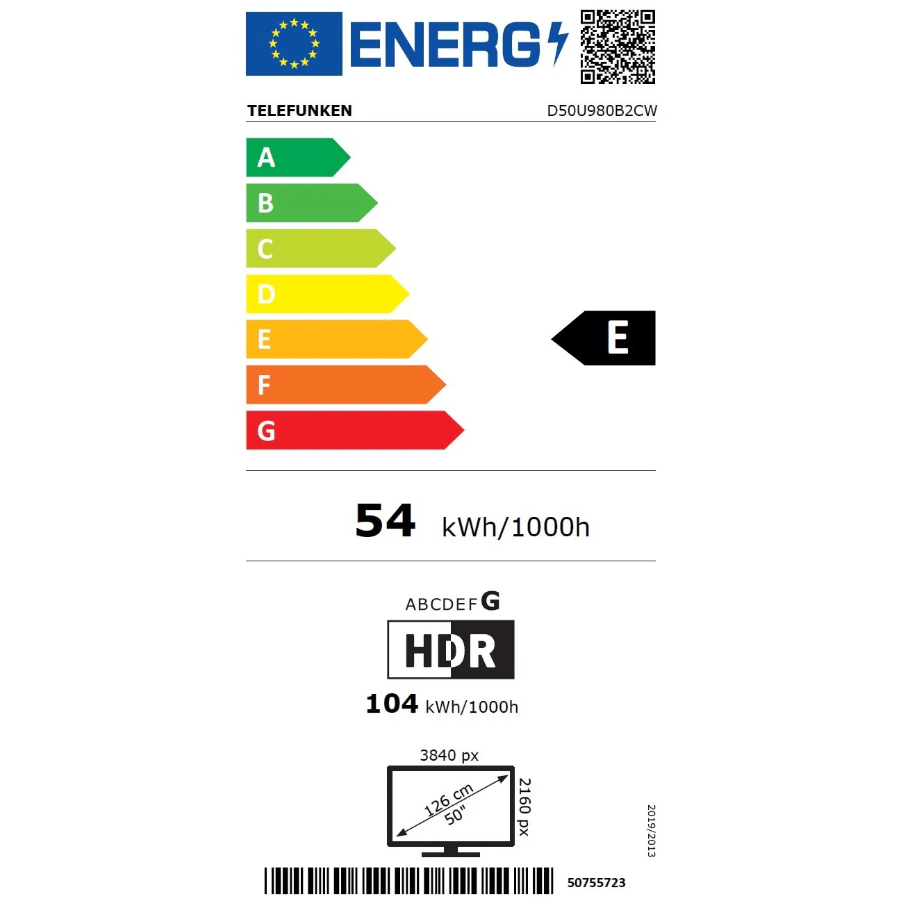 Telefunken TV 50 Zoll, 4K UHD, D50U980B2CW