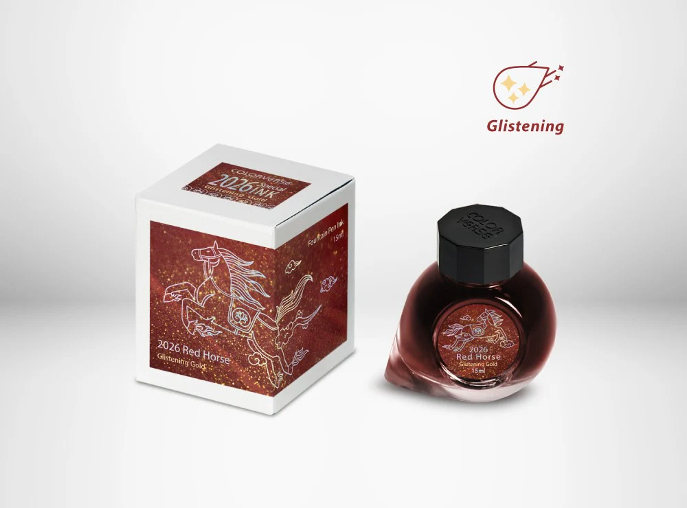 Colorverse 2026 Red Horse Gold Glistening Fountain Pen Ink