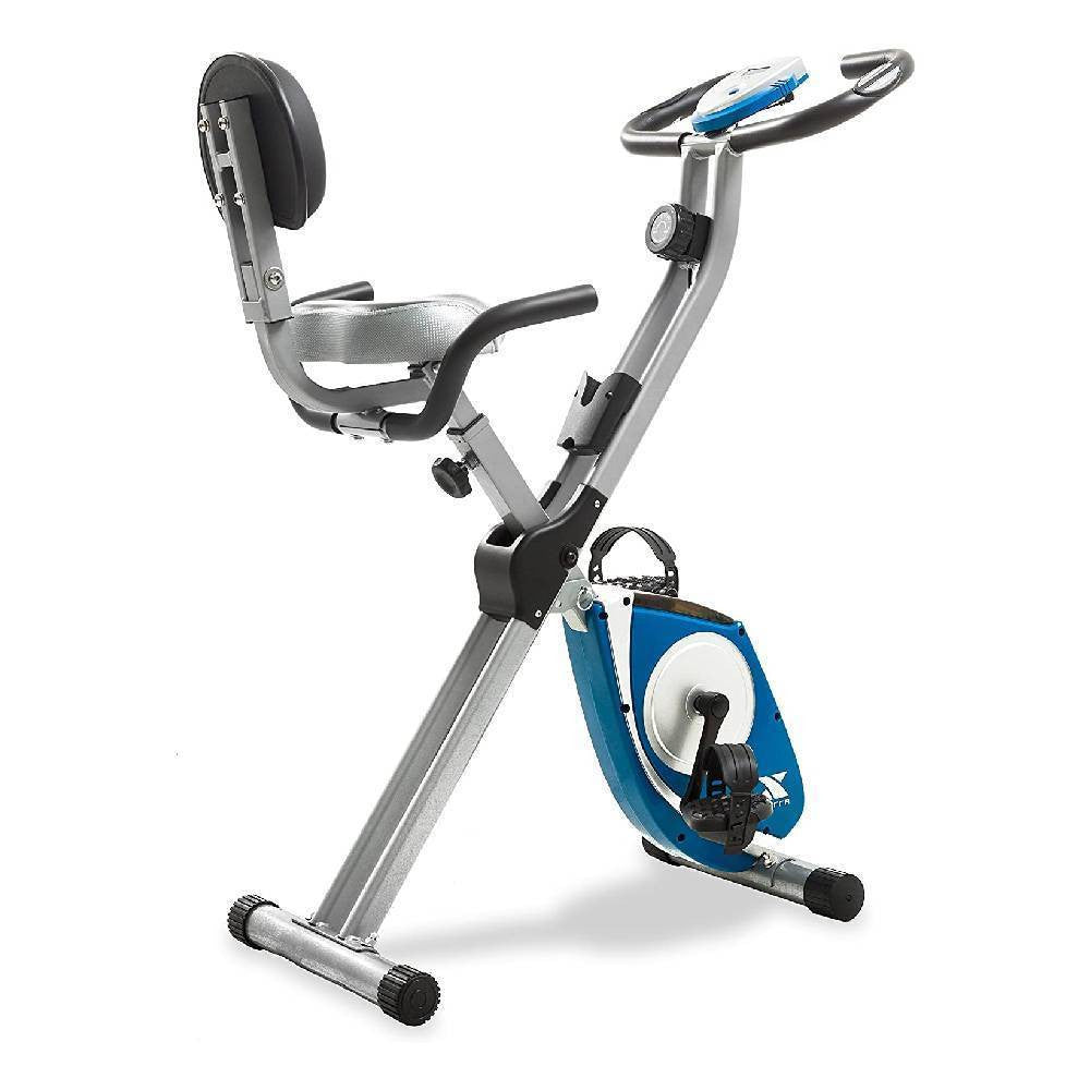 XTERRA Fitness FB350 Folding Exercise Bike, Silver &ndash; Compact Design, LCD Display, 8 Resistance Levels, Padded Seat & Back Support