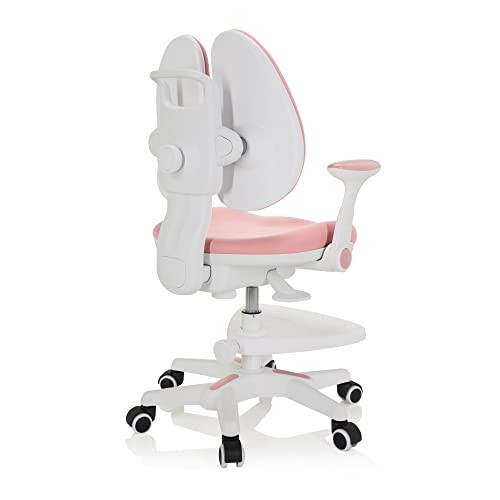 HJH Office 736415 Sedia per bambini KID WING Tessuto Rosa, Pratico poggiapiedi regolabile in altezza, girevole : Casa e cucina