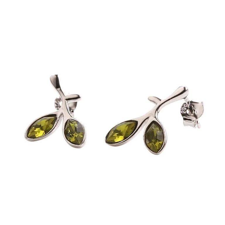 Strieborné náušnice S925 – Zirkónové Listy – Eurocharms