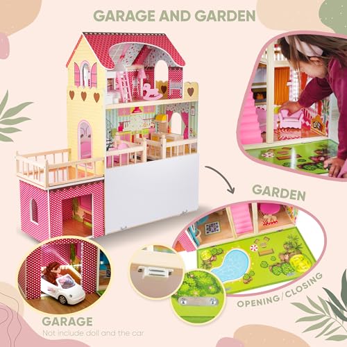Green series Kinderplay Casa Delle Bambole   Legno, GS0020 : Amazon.it: Giochi e giocattoli