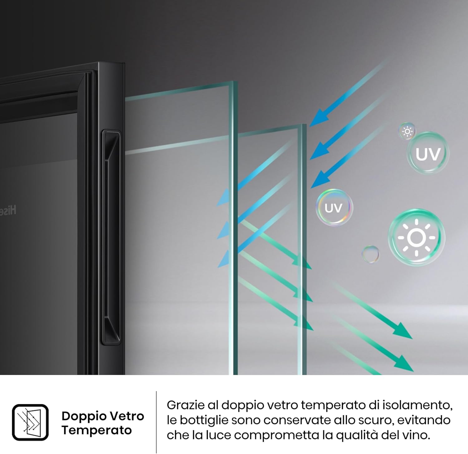 Hisense MWC4894GF Wine Cellar 30 Bottles, Monotemperature, Anti-UV Glasses, Wooden Shelves, Touch Display, LED Lighting, Year 2023
