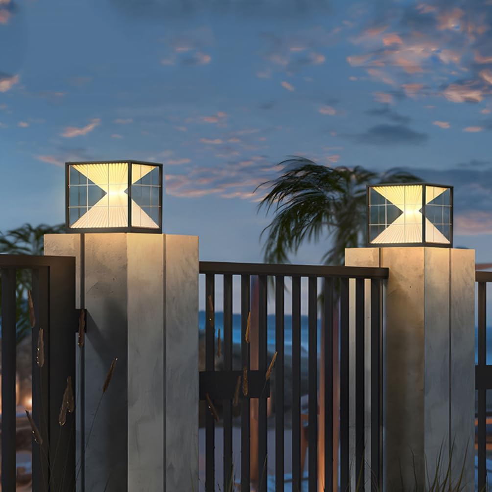 Solar-Garten-Säulenleuchte, wasserdicht, Landschafts-Stehlampe, hohe Helligkeit, Pfostenleuchte für Korridore, Balkone, Gänge und Zäune, perfekt für Terrassenbeleuchtung
