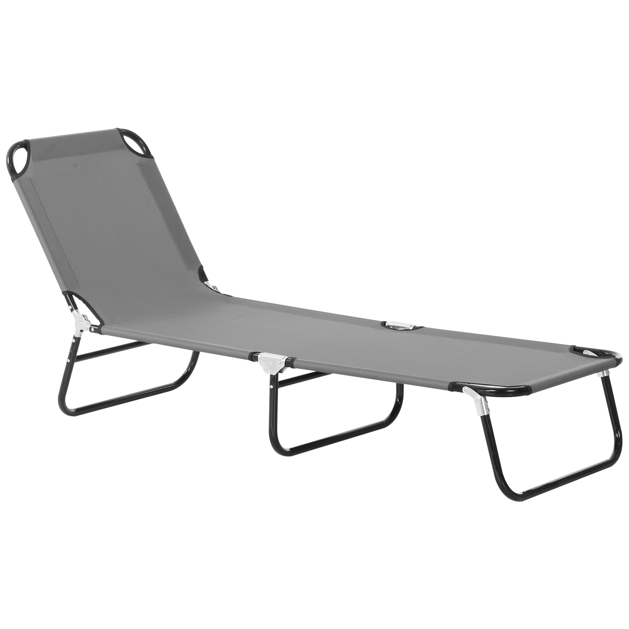 Outsunny Sonnenliege, 5-fach verstellbare Rückenlehne, schnelltrocknend, Metallrahmen, 188 x 56 x 28 cm, Grau