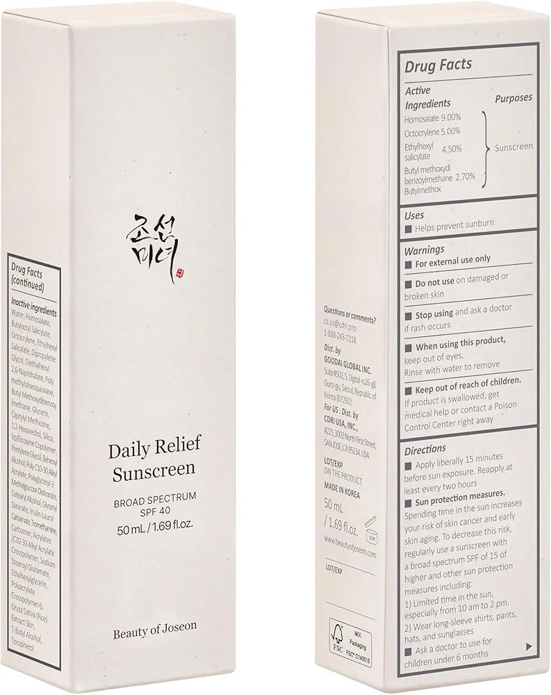 Daily Relief Sunscreen SPF 40 Korean Beauty of Joseon