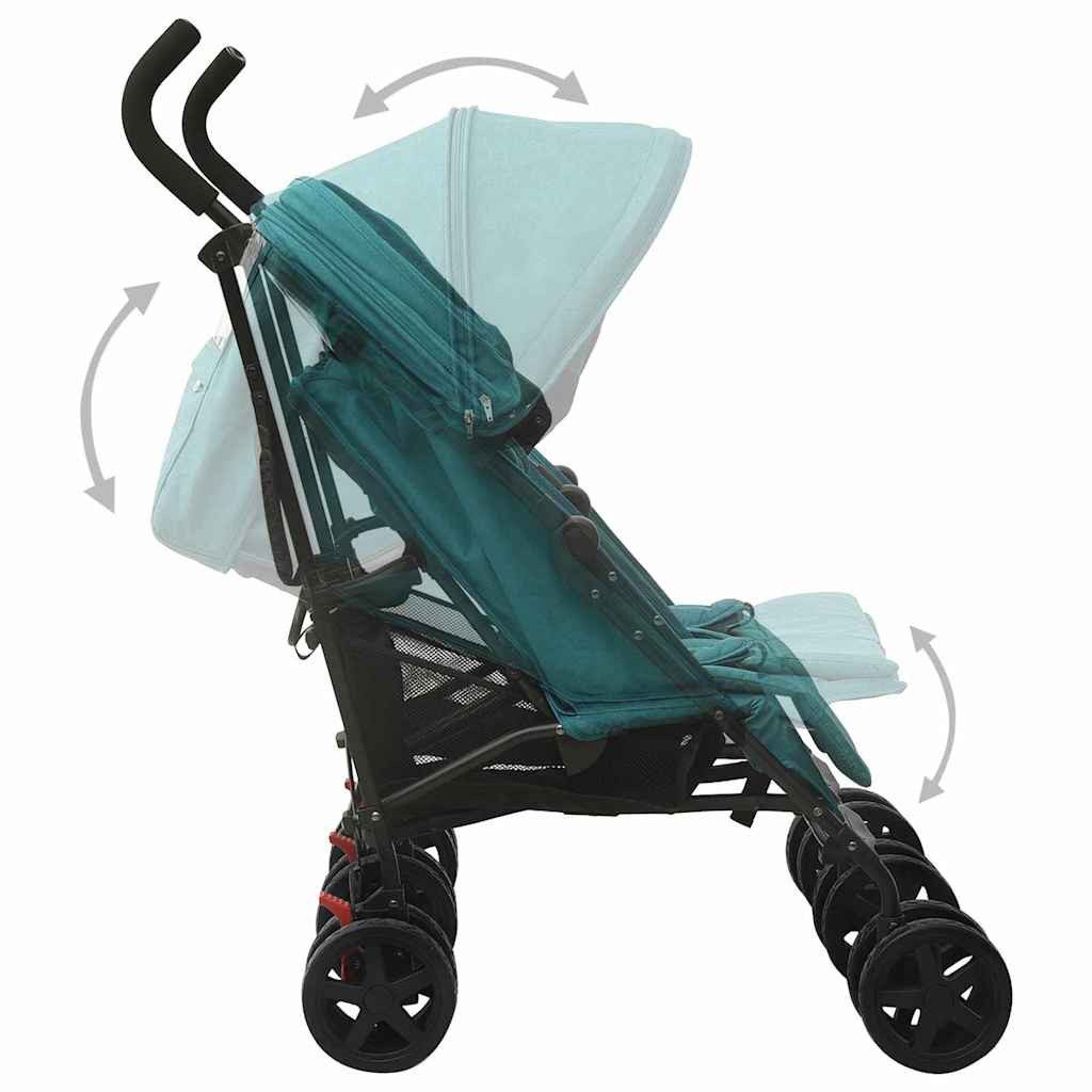 Kinder-Buggy Geschwisterwagen Grün Stahl