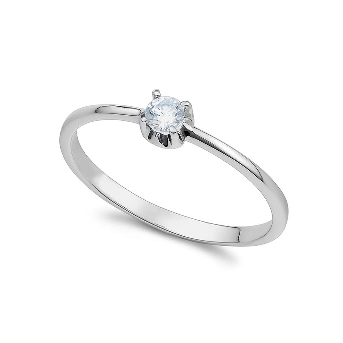 Solitario Ambrosia Gioielli in oro bianco e zircone 4mm AAZ 140