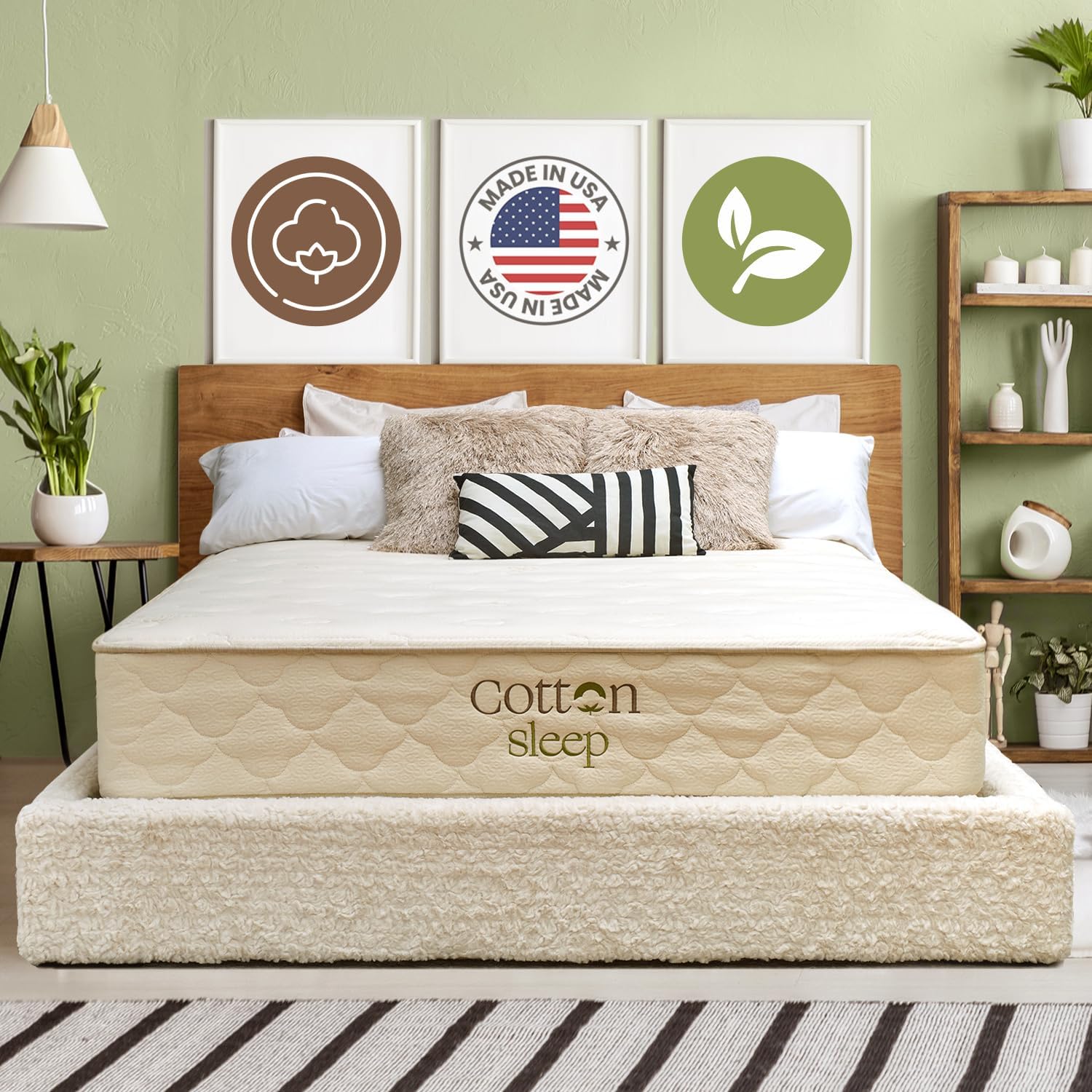 CottonSleep All Natural Mattress (100% Organic Cotton, Wool, & GOTS Latex, Made in The USA) Non Toxic, Fiberglass Free Hybrid Pocket Coil and Plush Foam Bed in A Box Medium Soft - King, 11