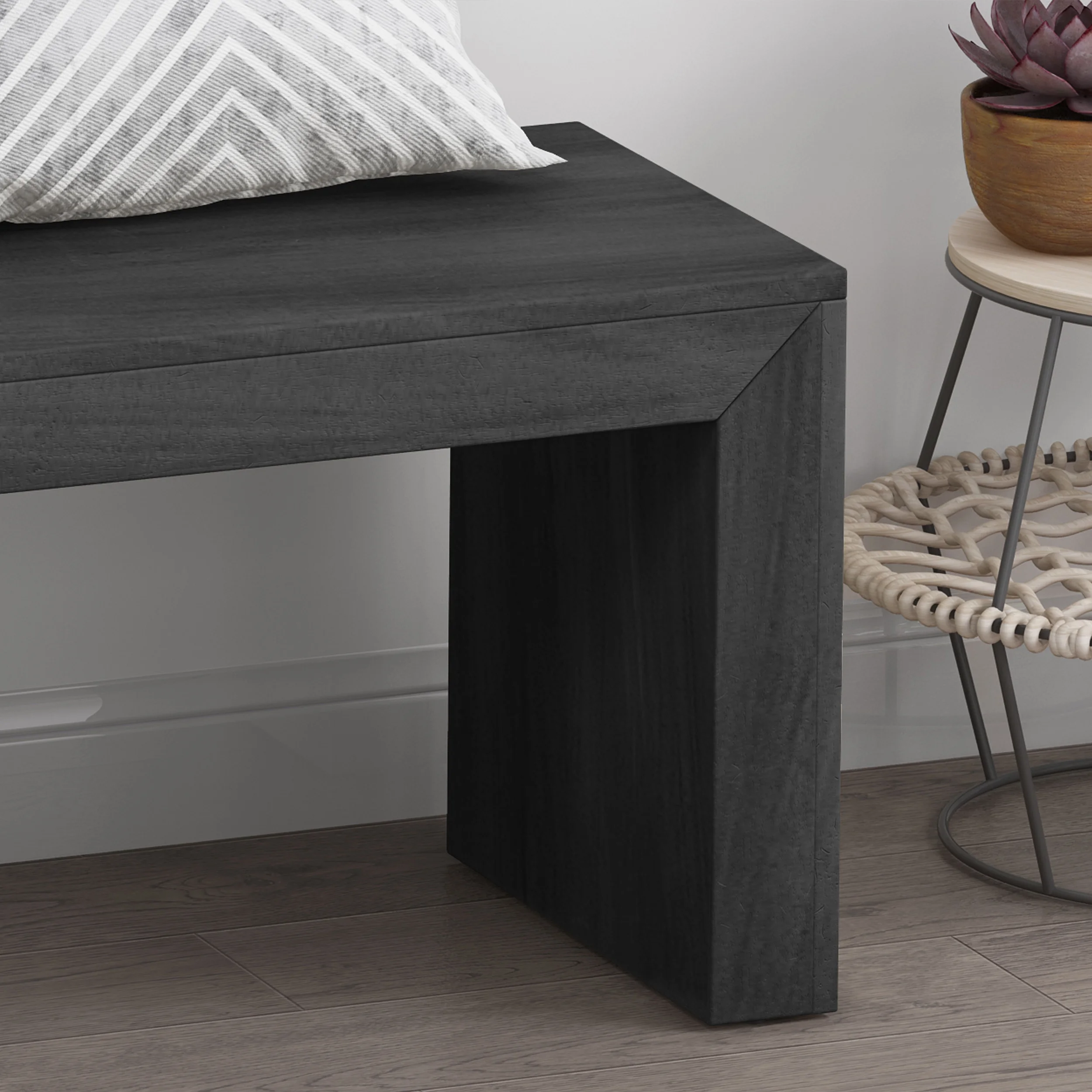 Noble House Krislynn Farmhouse Acacia Wood Dining Bench, Black