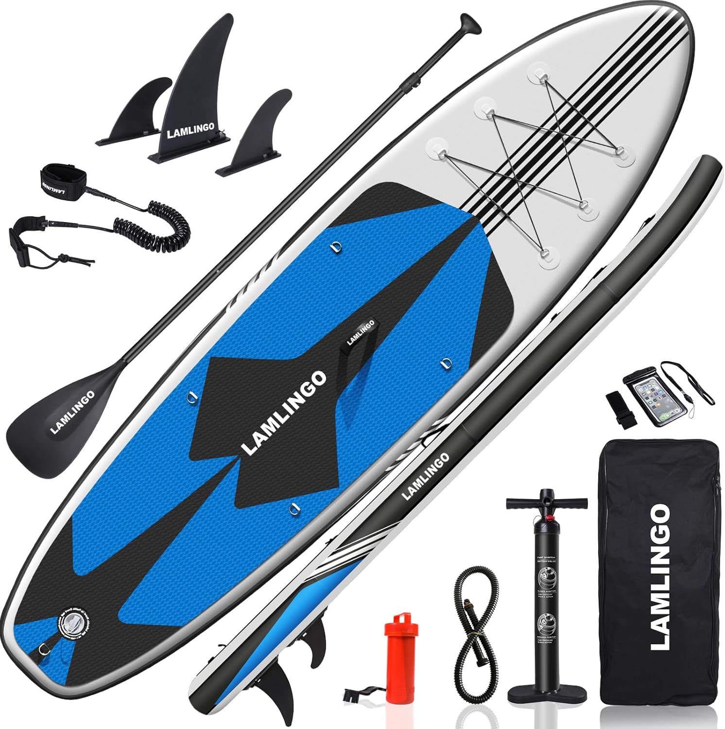 Rolimate Tavola da SUP 320×82×16cm SUP Gonfiabile, capacità di Carico di 200kg, Stand Up Paddle Board, ISUP Tavola da Surf con Pompa ad Aria, Pagaia Regolabile, Linea Sicurezza