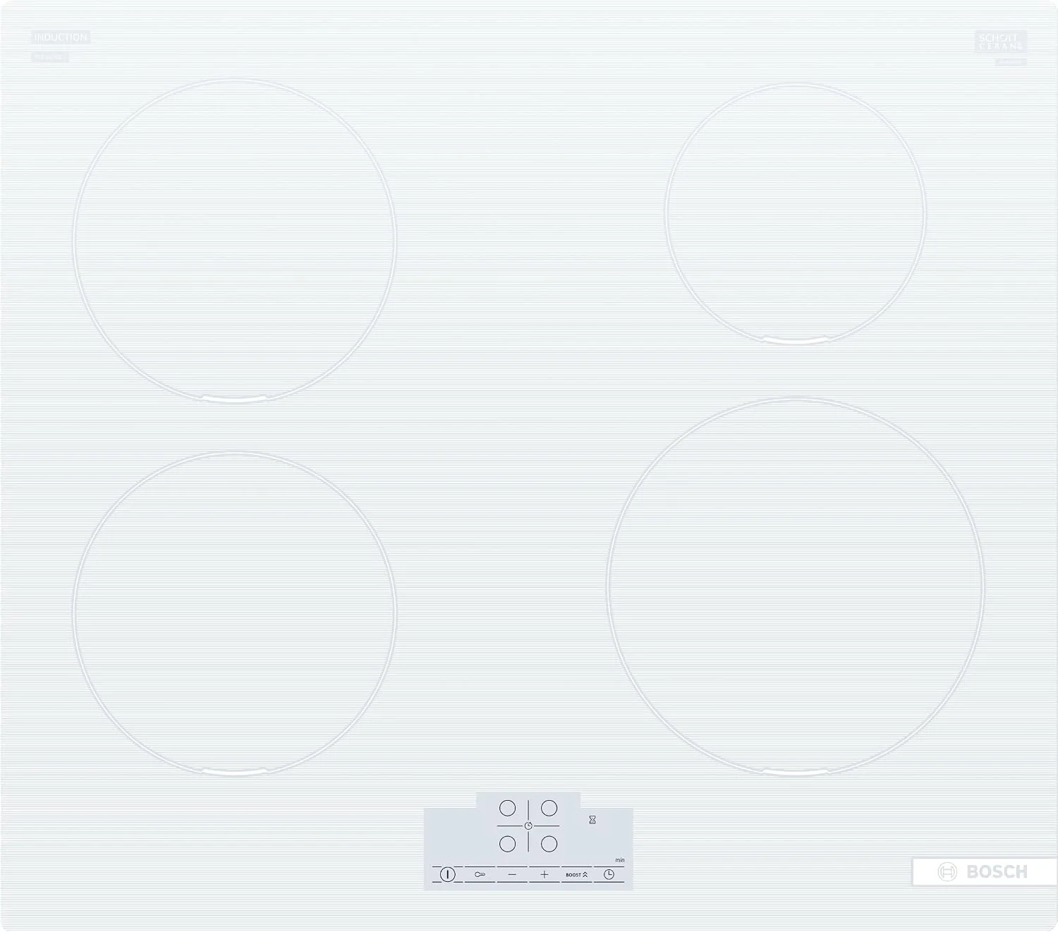 Bosch Kochfeld, 60 cm, Weiß, PUE612BB1E Serie 4 Induktions 4-Zonen Standard