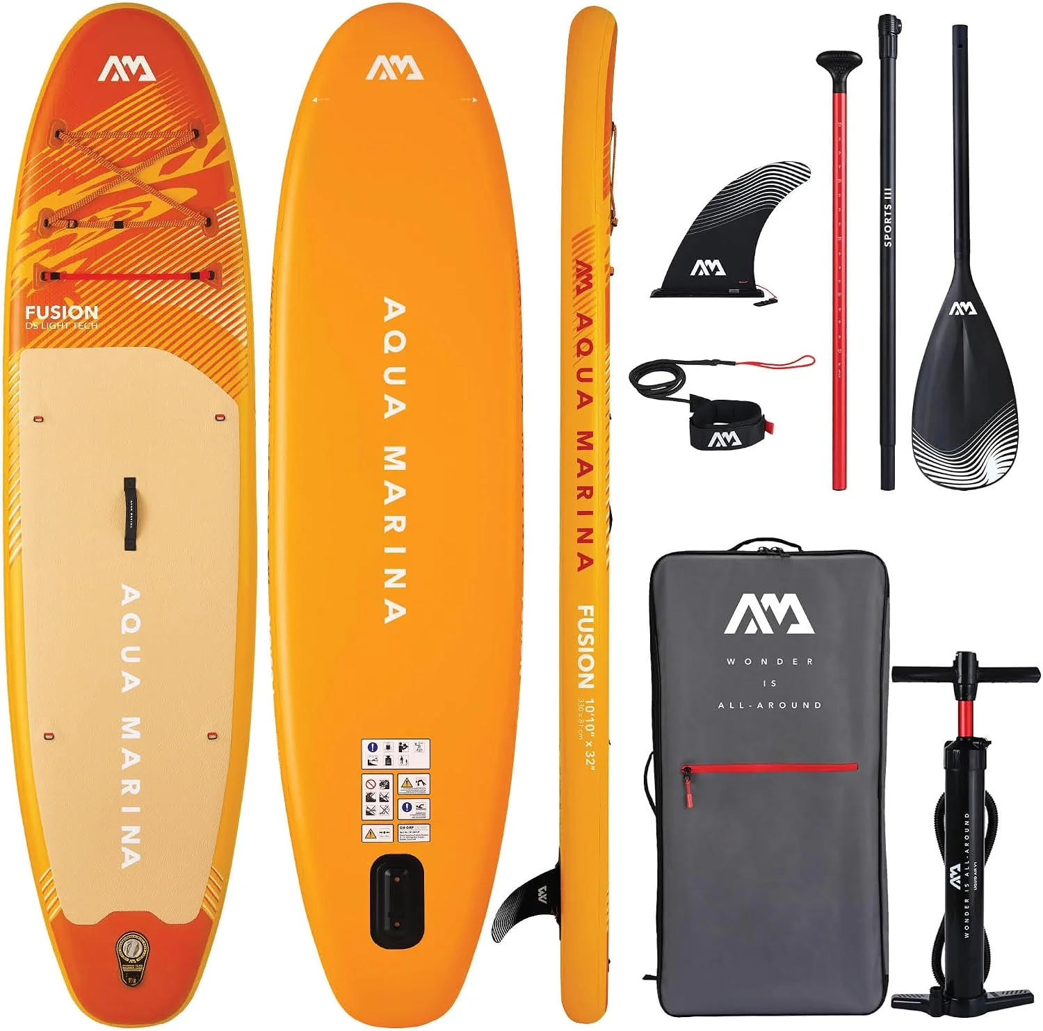 Aqua Marina SUP-Board, Mehrfarbig, Paddleboard, rundum aufblasbares Stand-Up-Paddleboard-Paket