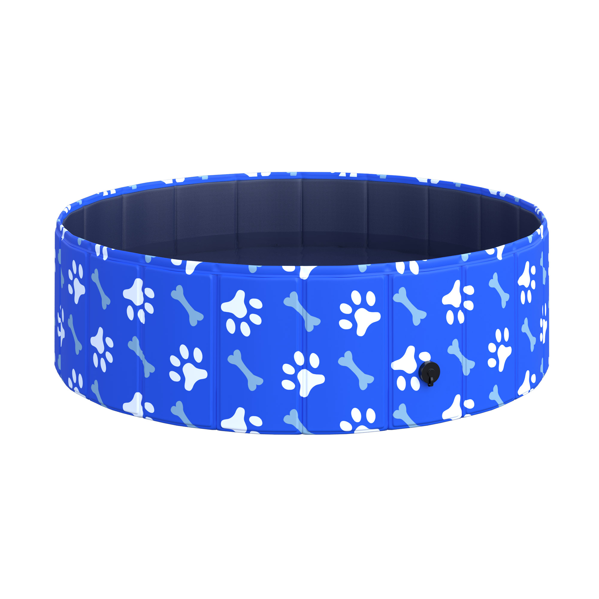 PawHut Hundeschwimmbecken für kleine Hunde bis 35kg aus robustem und rutschfestem PVC, Blau Φ100x30cm