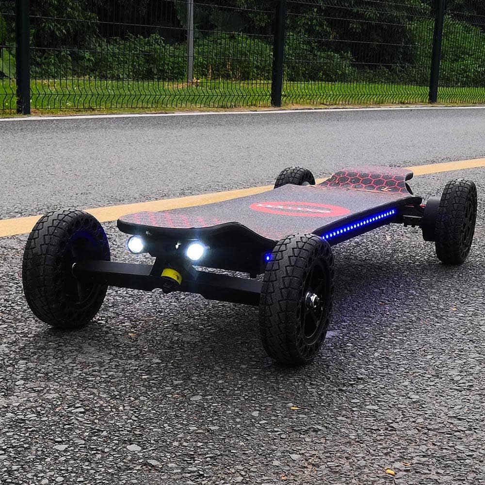 Electric Skateboard 4000 Watts | 12S3P | 35 mph | 22 Mile Range | 6′′ Wheels | Cool Lights | – Black
