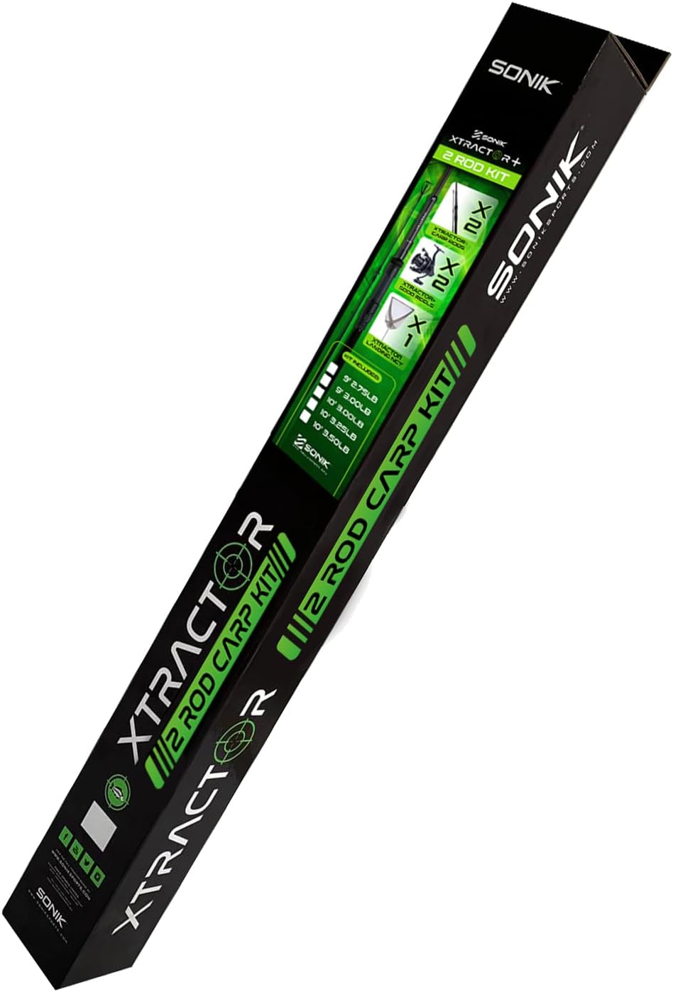 Sonik Xtractor+ 2 Rod Carp Kit 9ft (3.00lb) (Ruten + Rollen + Kescher) | Karpfenset