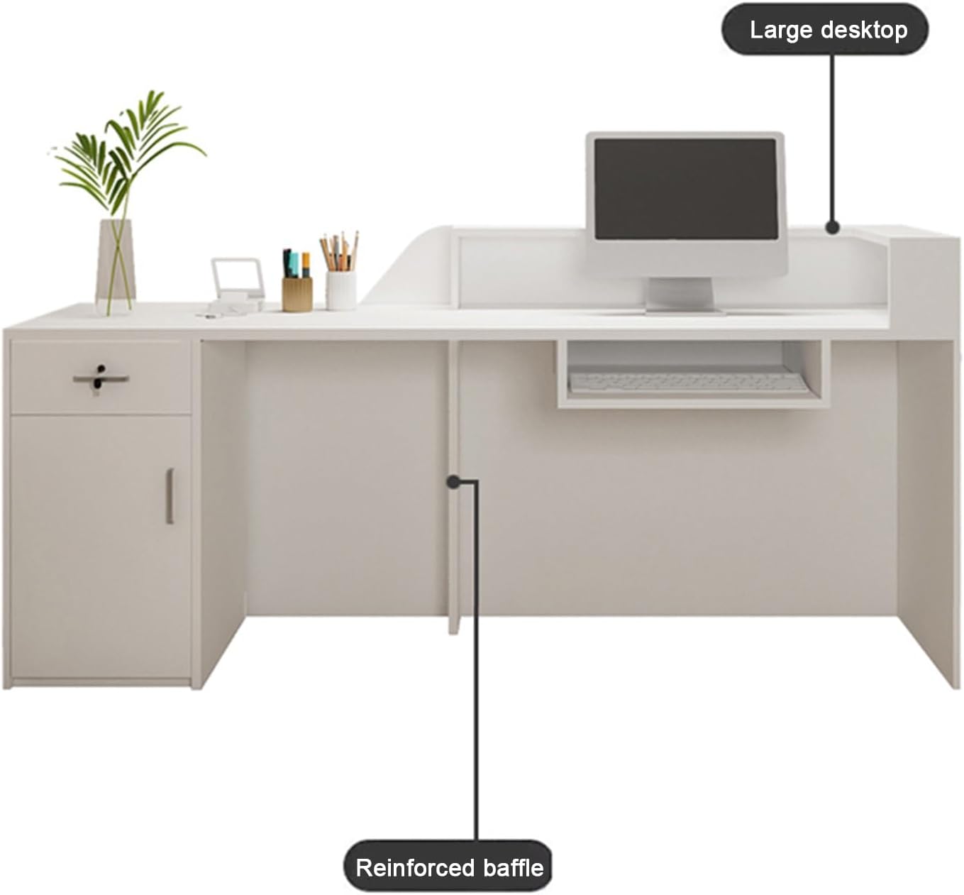 Scrivania per reception con cassetto con serratura beige 120 cmModern BancoFront desk con r for & Hotel Reception Elegante e funzionale