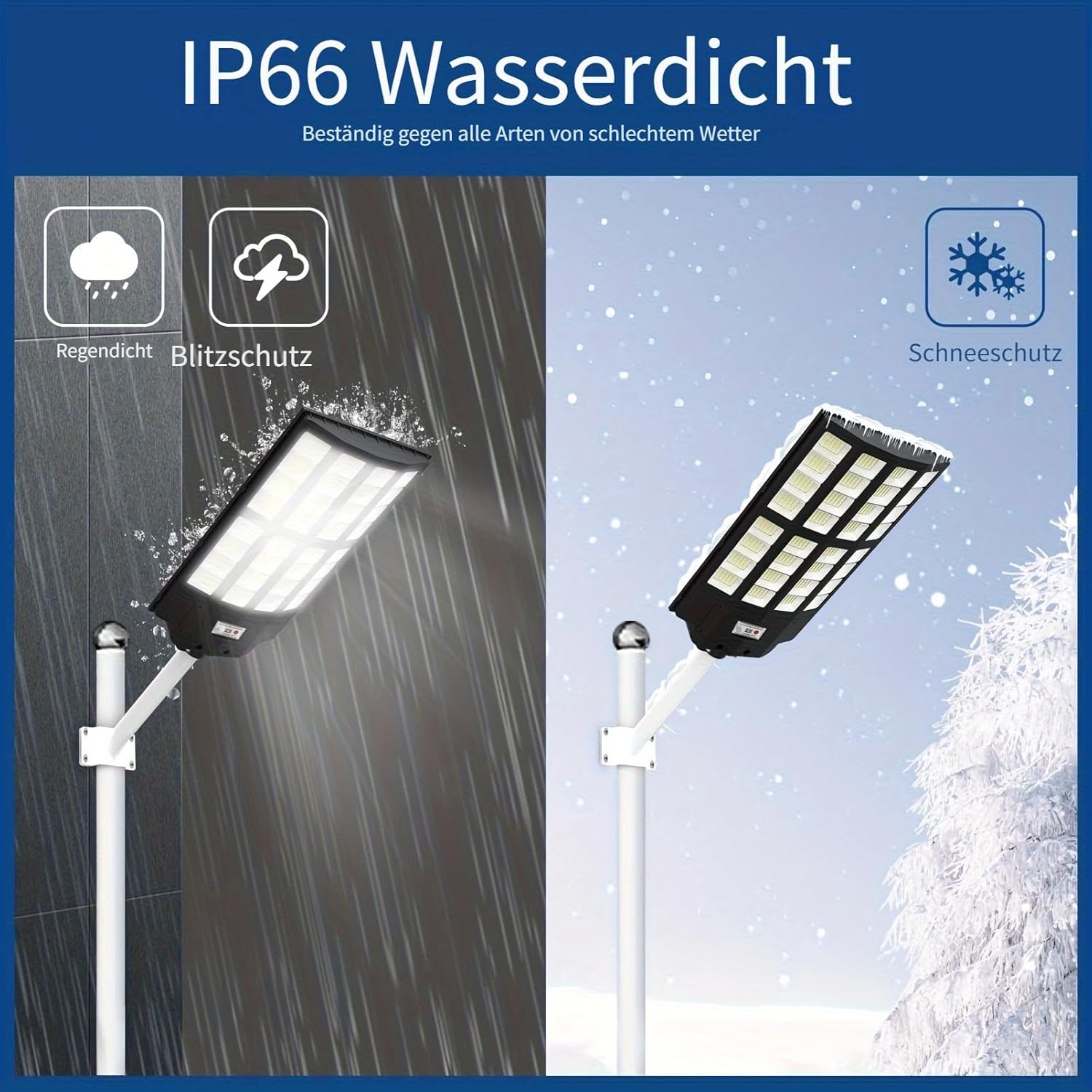 6000W Solarstrahler für außen mit Bewegungsmelder, 7000K Solar Wegeleuchte, IP66 Wasserdichte LED Solarlampen Strassenlaternen mit Fernbedienung für Hof Garten Parkplatz Straßen